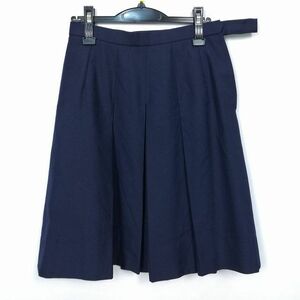 1円 スクールスカート 冬物 w69-丈57 紺 中学 高校 プリーツ 学生服 制服 女子 中古 HK7155