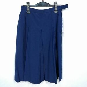 1円 スクールスカート 夏物 w63-丈57 花紺 中学 高校 プリーツ 学生服 制服 女子 中古 HK7197