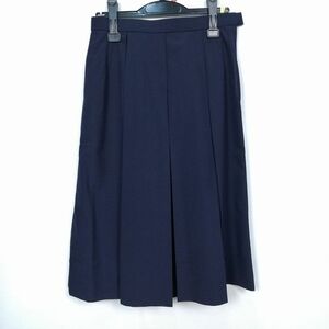 1円 スクールスカート 夏物 w69-丈69 紺 中学 高校 プリーツ 学生服 制服 女子 中古 HK6954