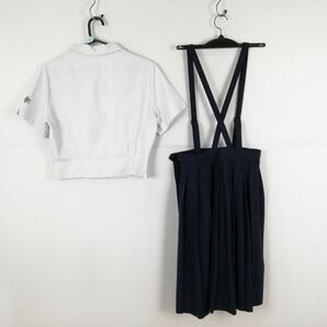 1円 ブラウス スカート 紐タイ 上下3点セット 165A 大きいサイズ 夏物 女子 学生服 大分西中学 白 制服 中古 ランク:C EY6074の画像2