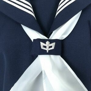 1円 セーラー服 スカート スカーフ 上下3点セット 大きいサイズ 冬物 白3本線 女子 学生服 兵庫姫路豊富中学 紺 制服 中古 ランクC NA2731の画像4