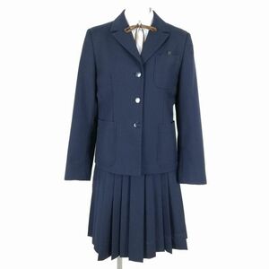 1円 ブレザー スカート 紐タイ 上下4点セット ミッシェルクラン 冬物 女子 学生服 中学 高校 紺 制服 中古 ランクB NA2564