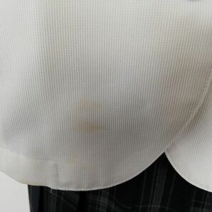 1円 セーラー服 チェックスカート リボン 上下3点セット M 夏物 青2本線 女子 学生服 神奈川カリタス女子中学高校 白 中古 ランクC NA2077の画像5