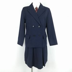 1円 ブレザー スカート ネクタイ 上下4点セット 160A 冬物 女子 学生服 中学 高校 紺 制服 中古 ランクB NA2576