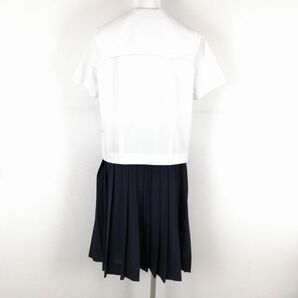 1円 セーラー服 スカート スカーフ 上下3点セット 大きいサイズ 夏物 白1本線 女子 学生服 長崎大村高校 白 制服 中古 ランクC NA2427の画像2