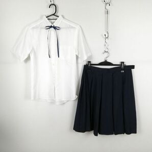 1円 ブラウス スカート 紐タイ 上下3点セット カンコー 夏物 女子 学生服 中学 高校 白 制服 中古 ランク:C EY6920の画像1