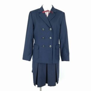 1円 ブレザー スカート 紐タイ 上下4点セット 冬物 女子 学生服 中学 高校 紺 制服 中古 ランクB NA2612