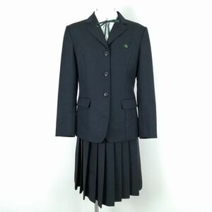 1円 ブレザー スカート 上下4点セット 指定 L トンボ 冬物 女子 学生服 大分東九州龍谷高校 ストライプ（紺） 制服 中古 ランクB NA3362