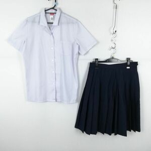 1円 ブラウス スカート 上下2点セット 165 大きいサイズ カンコー 夏物 女子 学生服 中学 高校 白 制服 中古 ランク:B EY6213