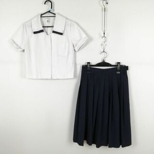 1円 ブラウス スカート 上下2点セット 夏物 女子 学生服 中学 高校 白 制服 中古 ランク:C EY6853