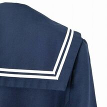 1円 セーラー服 スカート スカーフ 上下3点セット 大きいサイズ 冬物 白2本線 女子 学生服 中学 高校 紺 制服 中古 ランクB NA3196_画像3