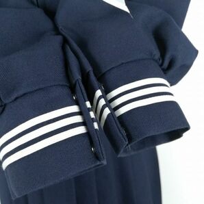 1円 セーラー服 スカート スカーフ 上下3点セット 指定 冬物 白3本線 女子 学生服 中学 高校 紺 制服 中古 ランクB NA3199の画像4