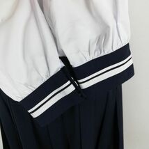 1円 セーラー服 スカート スカーフ 上下3点セット 大きいサイズ 中間服 白2本線 女子 学生服 中学 高校 白 制服 中古 ランクC NA1431_画像4