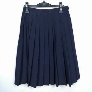 1円 スクールスカート 夏物 w69-丈62 紺 中学 高校 プリーツ 学生服 制服 女子 中古 HK6964