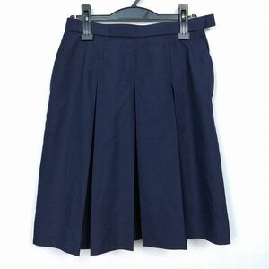 1円 スクールスカート 冬物 w69-丈55 紺 中学 高校 プリーツ 学生服 制服 女子 中古 HK7149