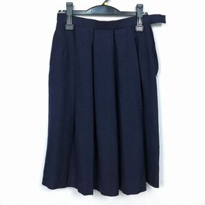 1円 スクールスカート 冬物 w69-丈60 紺 中学 高校 プリーツ 学生服 制服 女子 中古 HK7152の画像1