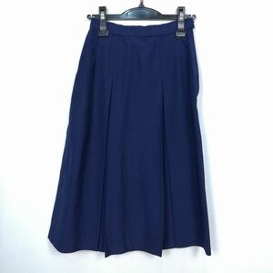 1円 スクールスカート 夏物 w57-丈69 花紺 中学 高校 プリーツ 学生服 制服 女子 中古 HK7199