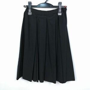 1円 スクールスカート 夏物 w60-丈53 黒 中学 高校 プリーツ 学生服 制服 女子 中古 HK7205