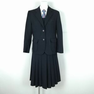 1円 ブレザー ベスト スカート ネクタイ 上下5点セット M 冬物 女子 学生服 神奈川東野中学 紺 制服 中古 ランクC NA2838