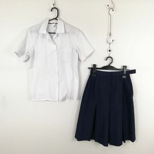 1円 ブラウス スカート 上下2点セット 155 夏物 女子 学生服 中学 高校 白 制服 中古 ランク:C EY7650