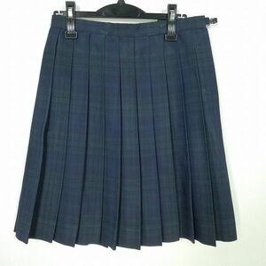 1円 スクールスカート 冬物 w69-丈55 チェック 中学 高校 プリーツ 学生服 制服 女子 中古 IN6139