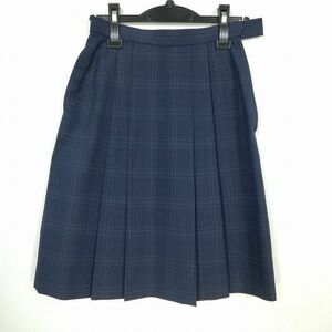 1円 スクールスカート 夏物 w60-丈53 チェック 中学 高校 プリーツ 学生服 制服 女子 中古 IN6078