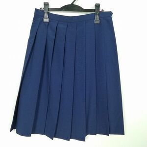 1円 スクールスカート 大きいサイズ 夏物 w72-丈63 花紺 中学 高校 プリーツ 学生服 制服 女子 中古 IN6065