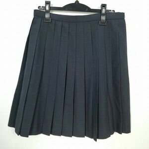 1円 スクールスカート 夏物 w69-丈49 チェック 中学 高校 小野塚秋良 プリーツ 学生服 制服 女子 中古 IN6112