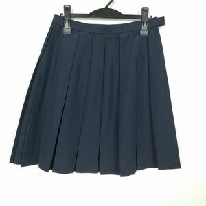 1円 スクールスカート 大きいサイズ 夏物 w72-丈53 紺 埼玉新座総合技術高校 プリーツ 学生服 制服 女子 中古 IN6068