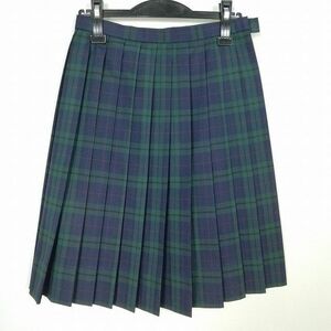 1円 スクールスカート 冬物 w63-丈57 チェック 中学 高校 プリーツ 学生服 制服 女子 中古 IN6130