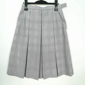 1円 スクールスカート 大きいサイズ 夏物 w72-丈64 チェック 中学 高校 プリーツ 学生服 制服 女子 中古 IN6088