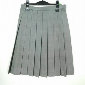 1円 スクールスカート 夏物 w66-丈59 チェック 中学 高校 プリーツ 学生服 制服 女子 中古 IN6090