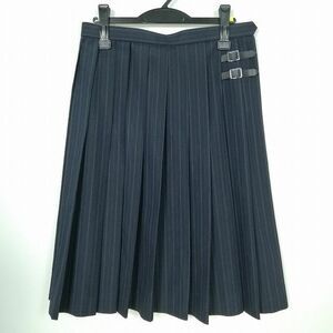 1円 スクールスカート 夏物 w69-丈65 ストライプ 福岡南筑高校 プリーツ 学生服 制服 女子 中古 IN6095