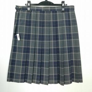 1円 スクールスカート 大きいサイズ 夏物 w85-丈59 チェック 中学 高校 プリーツ 学生服 制服 女子 中古 IN6100の画像2