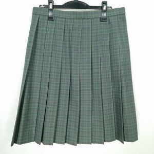 1円 スクールスカート 大きいサイズ 冬物 w75-丈59 チェック 中学 高校 プリーツ 学生服 制服 女子 中古 IN6146