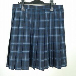 1円 スクールスカート 大きいサイズ 冬物 w80-丈54 チェック 中学 高校 プリーツ 学生服 制服 女子 中古 IN6140