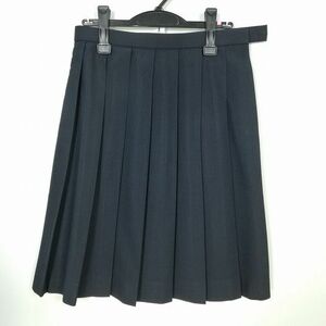 1円 スクールスカート 大きいサイズ 夏物 w72-丈59 ストライプ 中学 高校 プリーツ 学生服 制服 女子 中古 IN6075