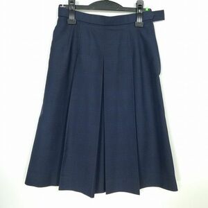 1円 スクールスカート 冬物 w66-丈61 チェック 中学 高校 プリーツ 学生服 制服 女子 中古 IN6136