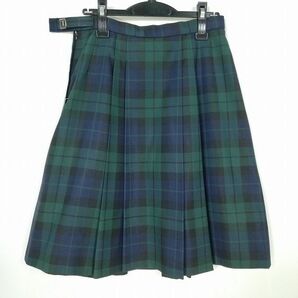 1円 スクールスカート 大きいサイズ 冬物 w72-丈57 チェック 中学 高校 プリーツ 学生服 制服 女子 中古 IN6135の画像2