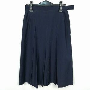 1円 スクールスカート 夏物 w69-丈66 紺 中学 高校 プリーツ 学生服 制服 女子 中古 HK7238