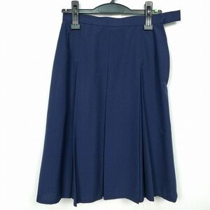 1円 スクールスカート 夏物 w66-丈59 花紺 中学 高校 プリーツ 学生服 制服 女子 中古 HK7232