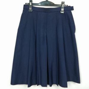 1円 スクールスカート 夏物 w69-丈58 花紺 中学 高校 プリーツ 学生服 制服 女子 中古 HK7240