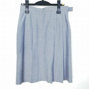 1円 スクールスカート 夏物 w69-丈59 グレー 中学 高校 プリーツ 学生服 制服 女子 中古 HK7331