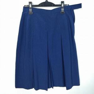 1円 スクールスカート 夏物 w69-丈59 紺 中学 高校 プリーツ 学生服 制服 女子 中古 HK7334