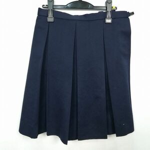 1円 スクールスカート 冬物 w69-丈56 紺 中学 高校 プリーツ 学生服 制服 女子 中古 HK7251