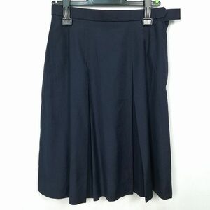 1円 スクールスカート 夏物 w66-丈56 紺 中学 高校 プリーツ 学生服 制服 女子 中古 HK7244