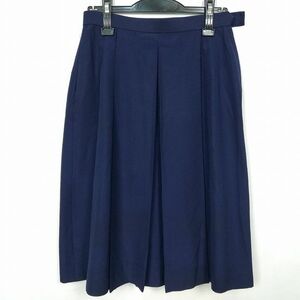 1円 スクールスカート 夏物 w66-丈64 花紺 中学 高校 プリーツ 学生服 制服 女子 中古 HK7239