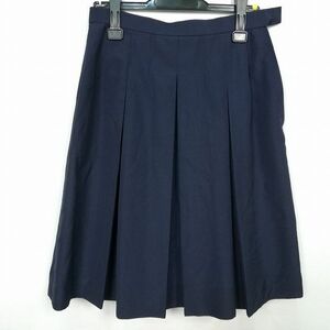 1円 スクールスカート 夏物 w69-丈58 紺 中学 高校 プリーツ 学生服 制服 女子 中古 HK7299