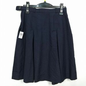 1円 スクールスカート 冬物 w69-丈54 紺 中学 高校 プリーツ 学生服 制服 女子 中古 HK7278の画像2