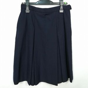 1円 スクールスカート 冬物 w66-丈55 紺 中学 高校 プリーツ 学生服 制服 女子 中古 HK7252